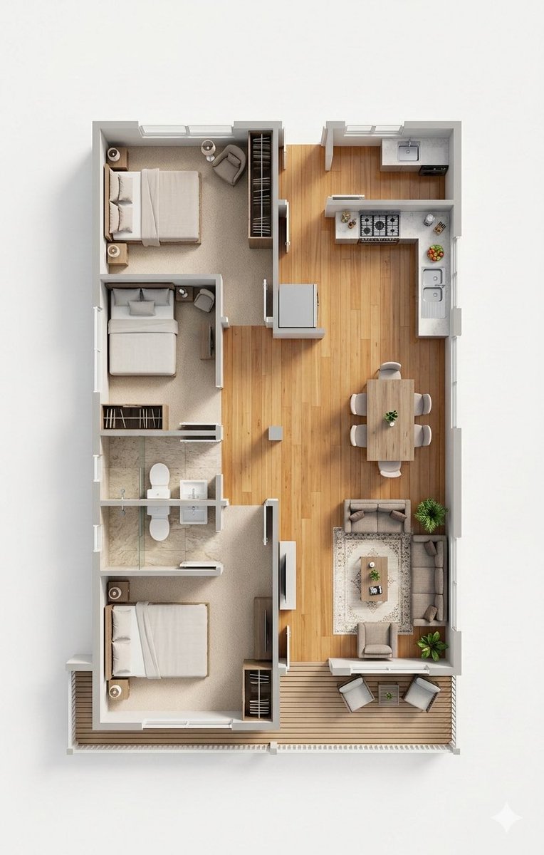 Photorealistic 3D Floor Plan Render with Furniture — example 2