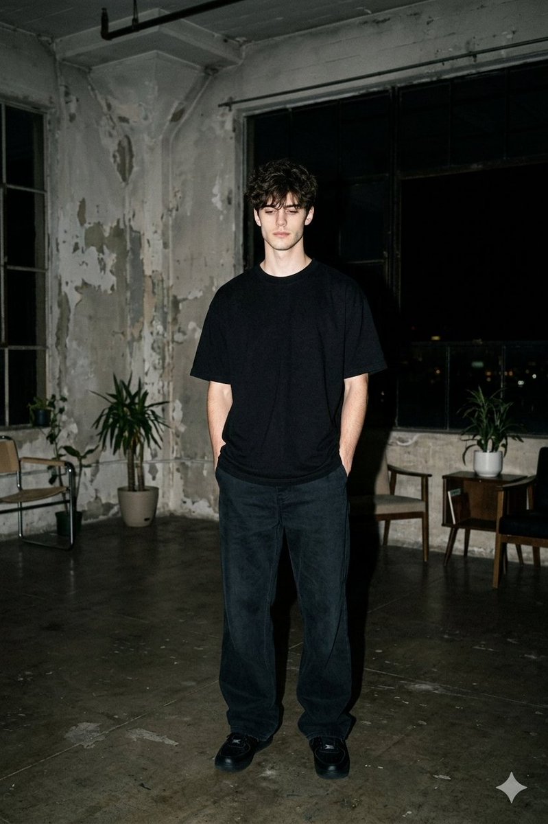 Nighttime Industrial Loft Fashion Shot (35mm Film Aesthetic) — example 1