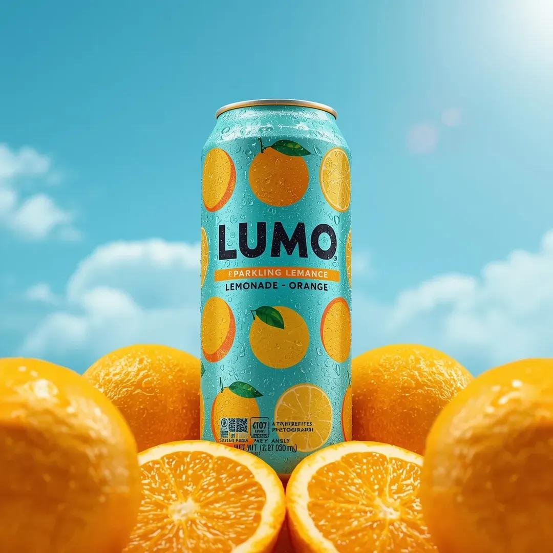 Ultra-Realistic Beverage Advertising Photography (LUMO Soda) — example 4