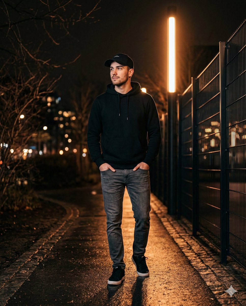 Ultra-realistic Night Photo of a Stylish Young Man