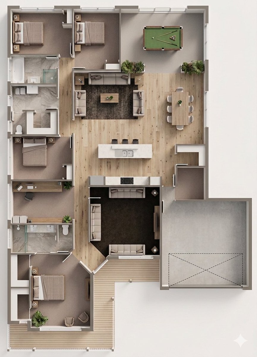 Floor Plan to Photorealistic 3D Render Conversion — example 2