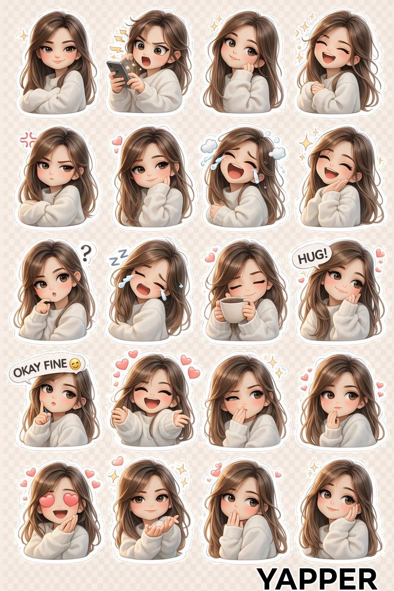 Chibi Anime Girl Sticker Sheet — example 1