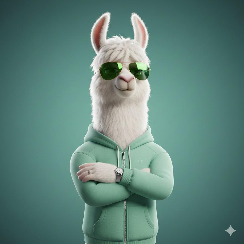 Stylized 3D Llama Character in Streetwear — example 1