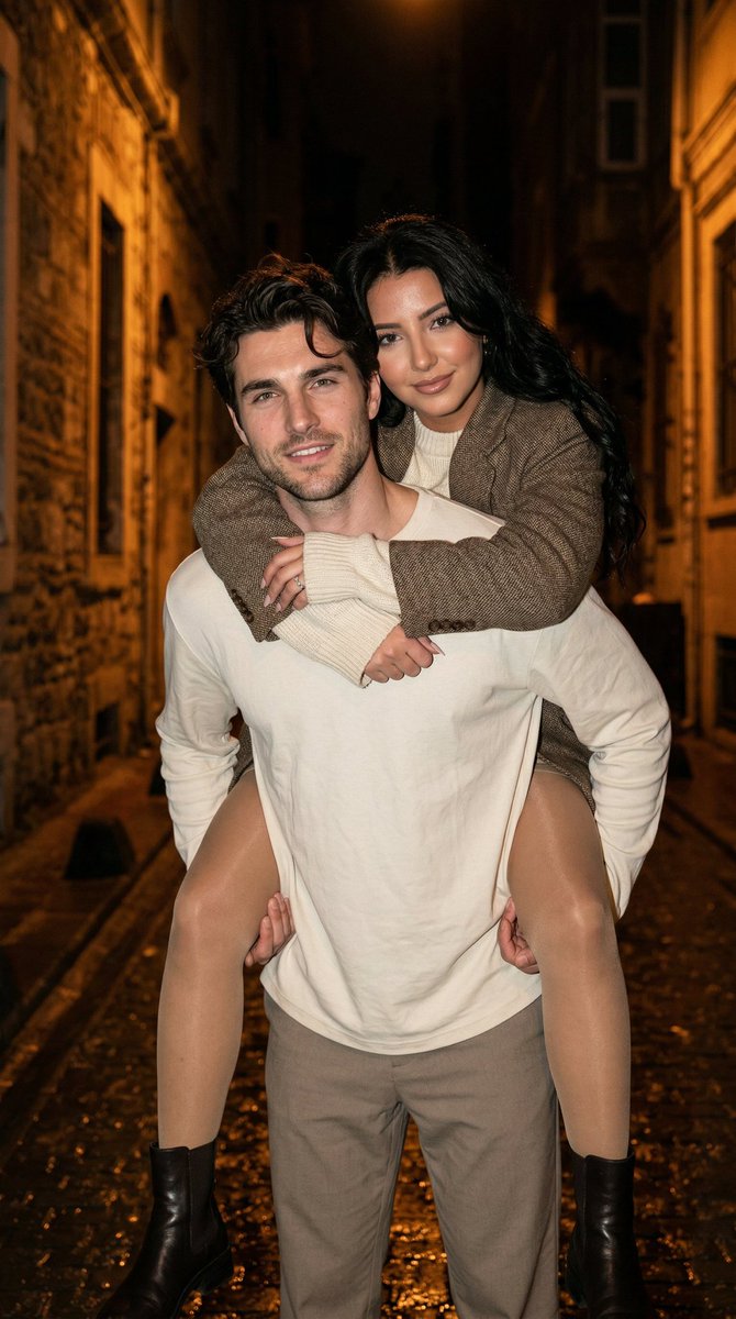 Romantic Piggyback Scene in Istanbul at Night — example 1