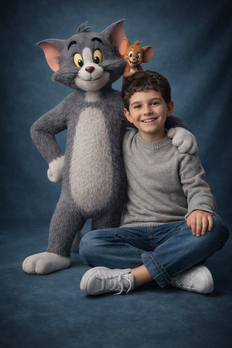 Ultra-Realistic 3D Cinematic Portrait of Boy with Tom and Jerry