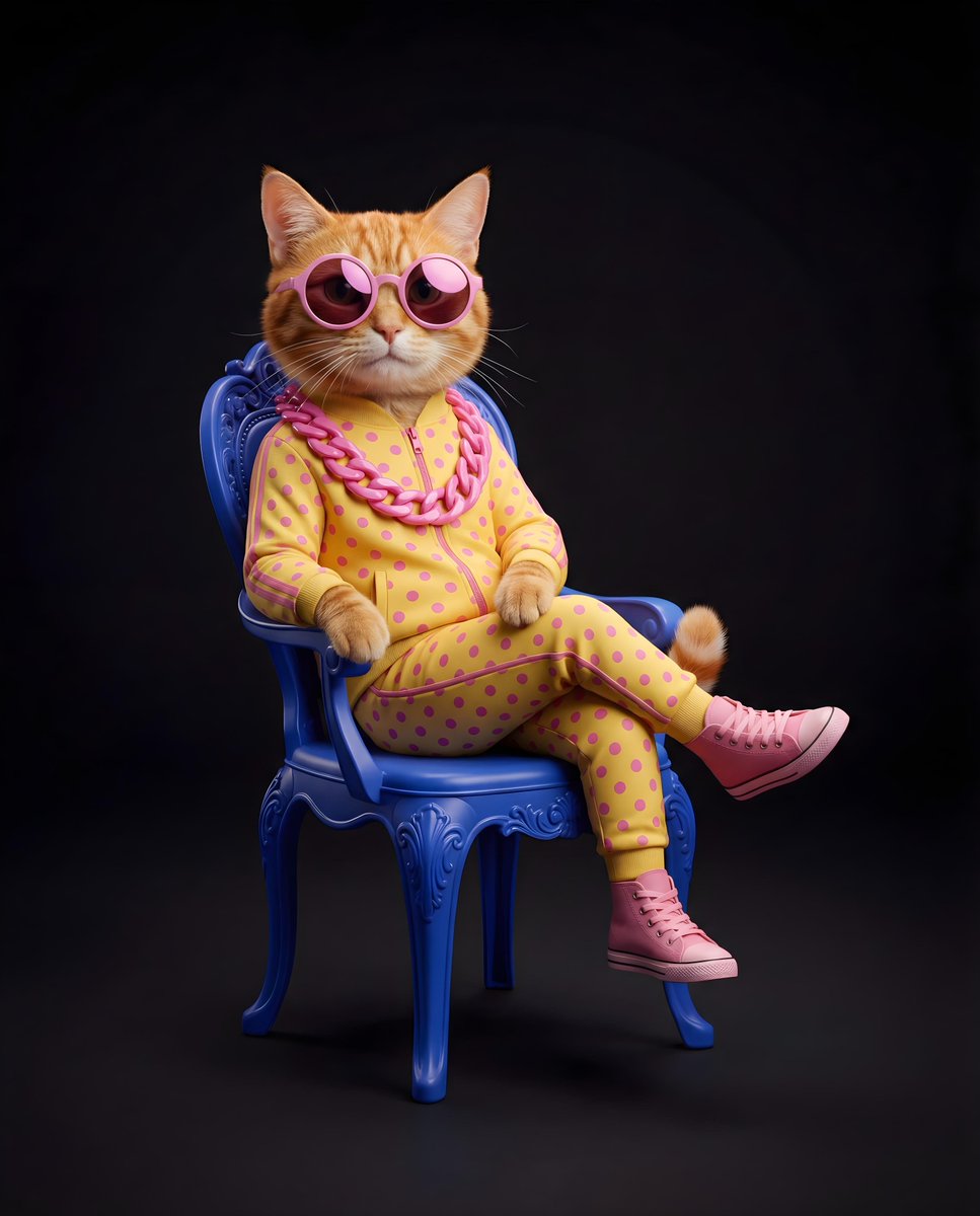 Stylish Anthropomorphic Cat in Tracksuit — example 1