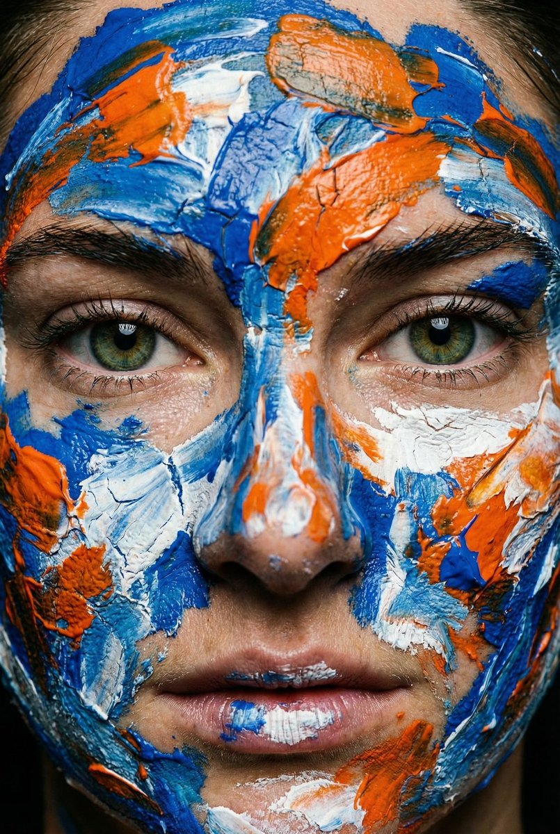 Macro Portrait with Impasto Acrylic Paint Texture — example 1