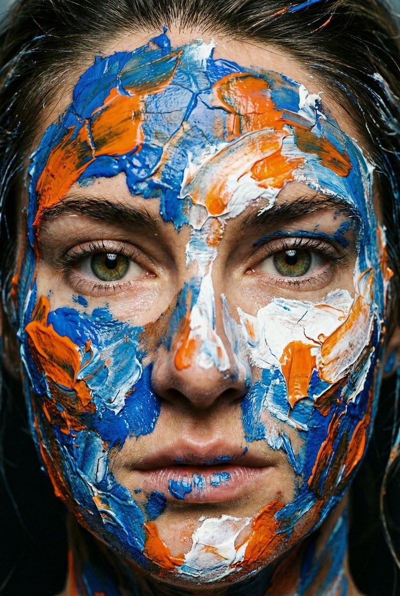 Macro Portrait with Impasto Acrylic Paint Texture — example 2