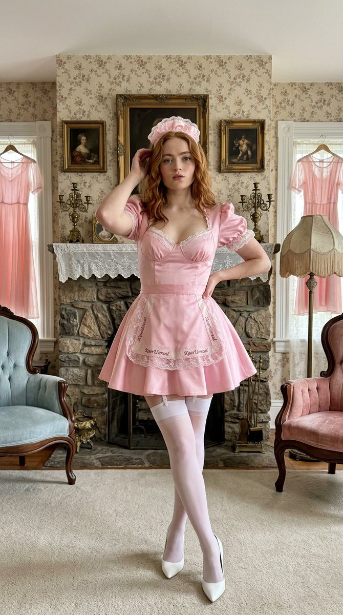 Sadie Sink in Vintage Victorian Maid Uniform — example 2