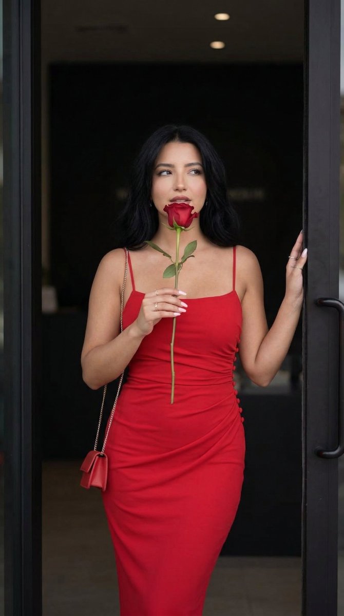 Romantic Fashion Portrait with Red Rose — example 2