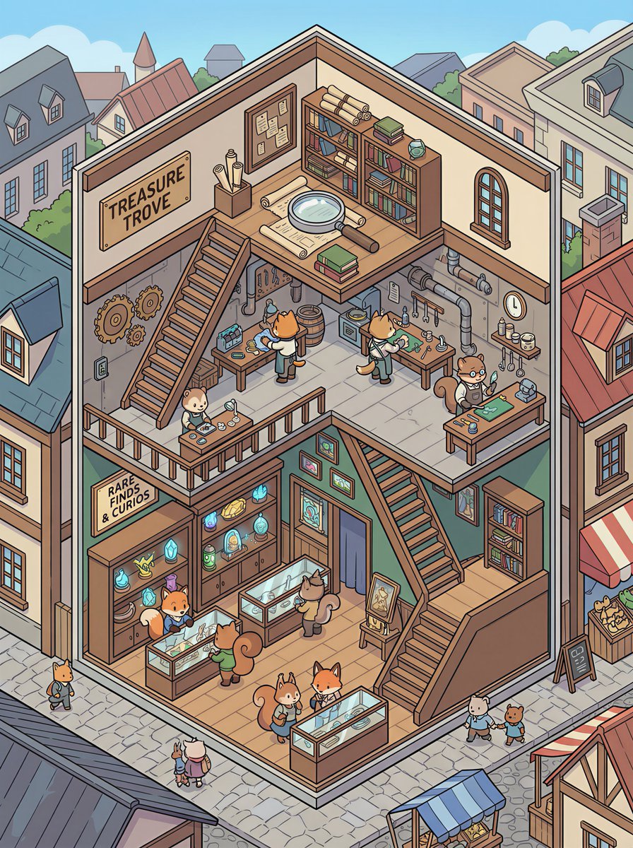 Isometric 2.5D Architectural Slice Illustration of an Animal Community — example 1