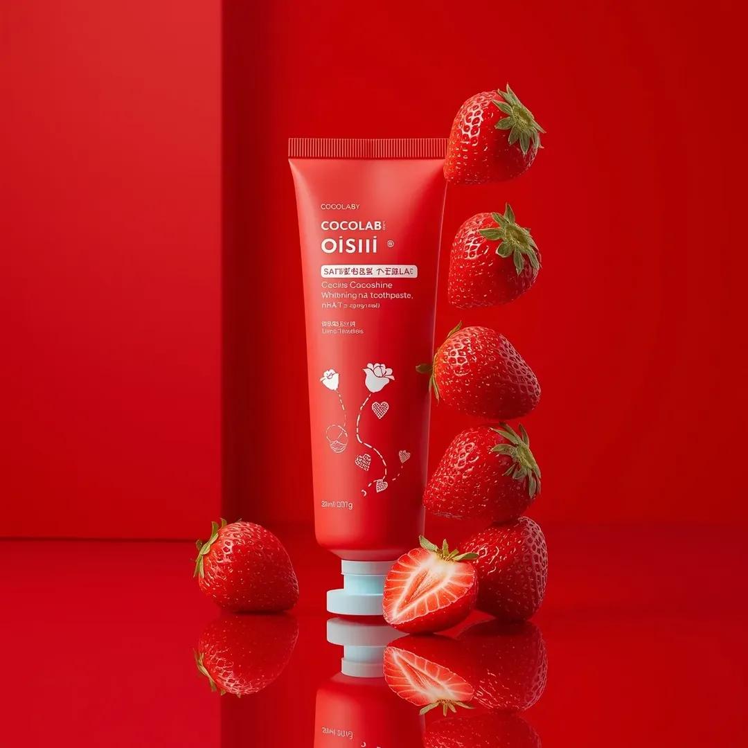 Premium Cosmetic Product Ad for Strawberry Toothpaste — example 1