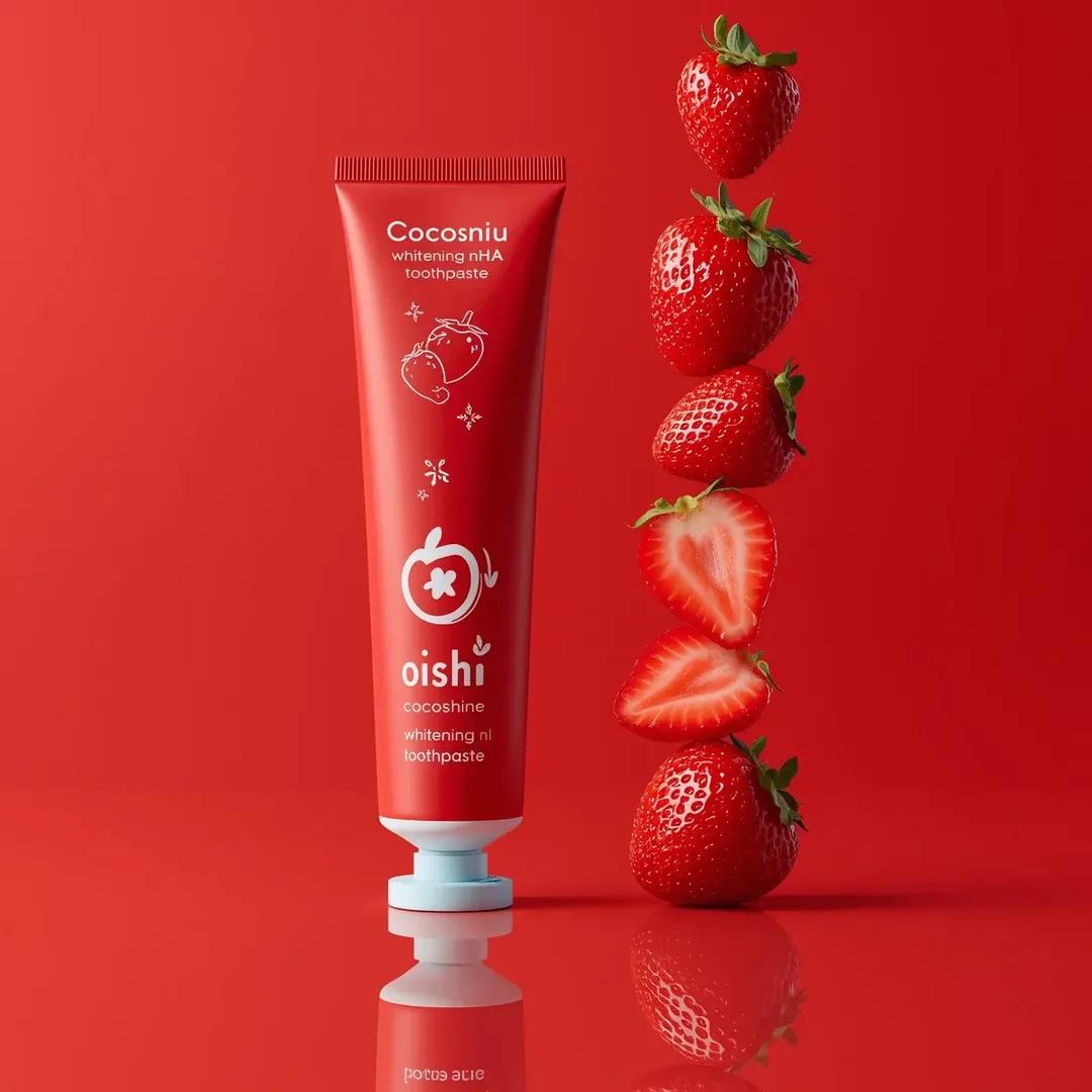 Premium Cosmetic Product Ad for Strawberry Toothpaste — example 4