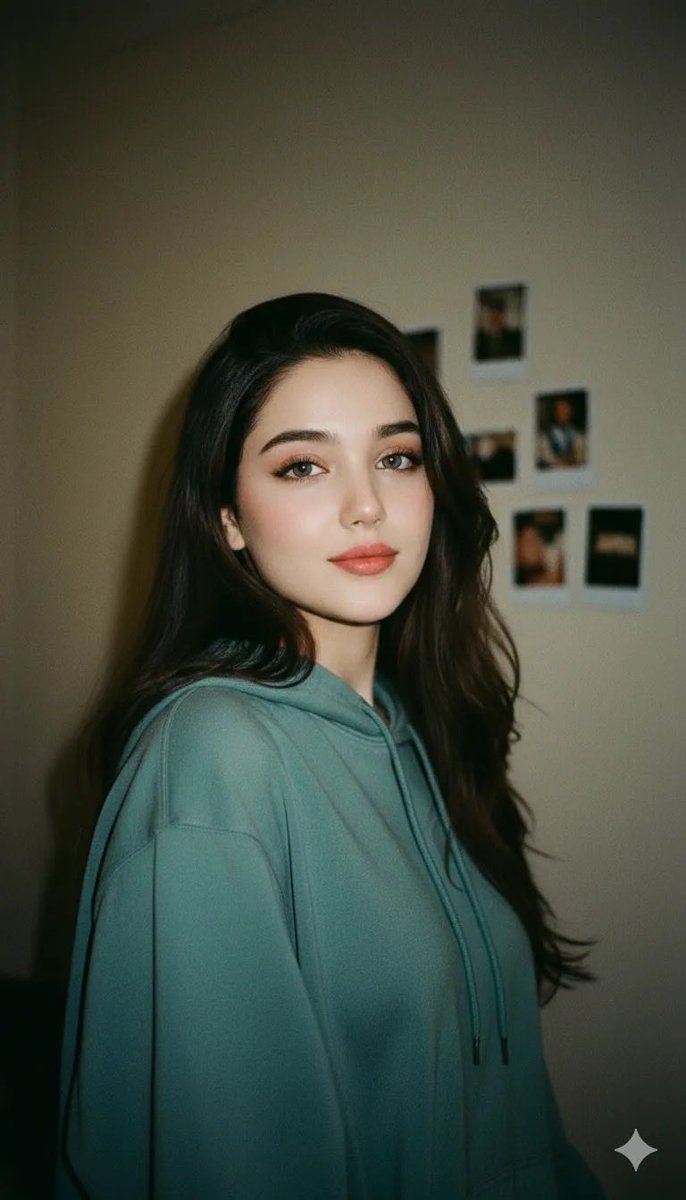 Cinematic Indoor Portrait of a Woman in a Teal Hoodie (Two Variations) — example 1