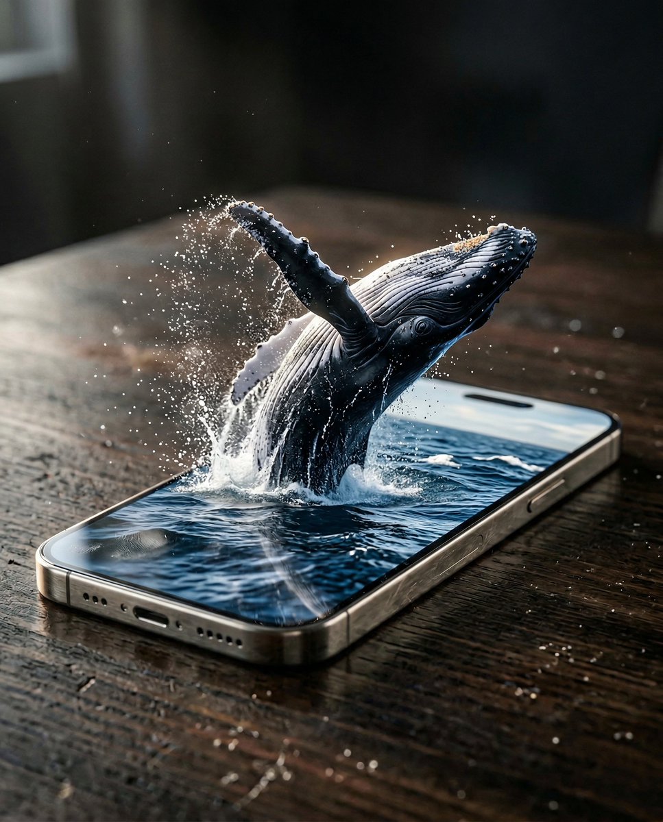 Hyper-Realistic iPhone Whale Breach Scene — example 1
