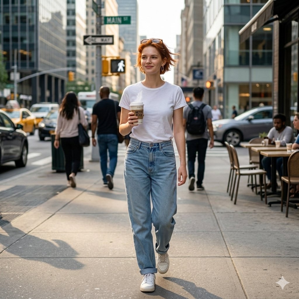 Candid Street Photo of Woman Walking in City — example 1