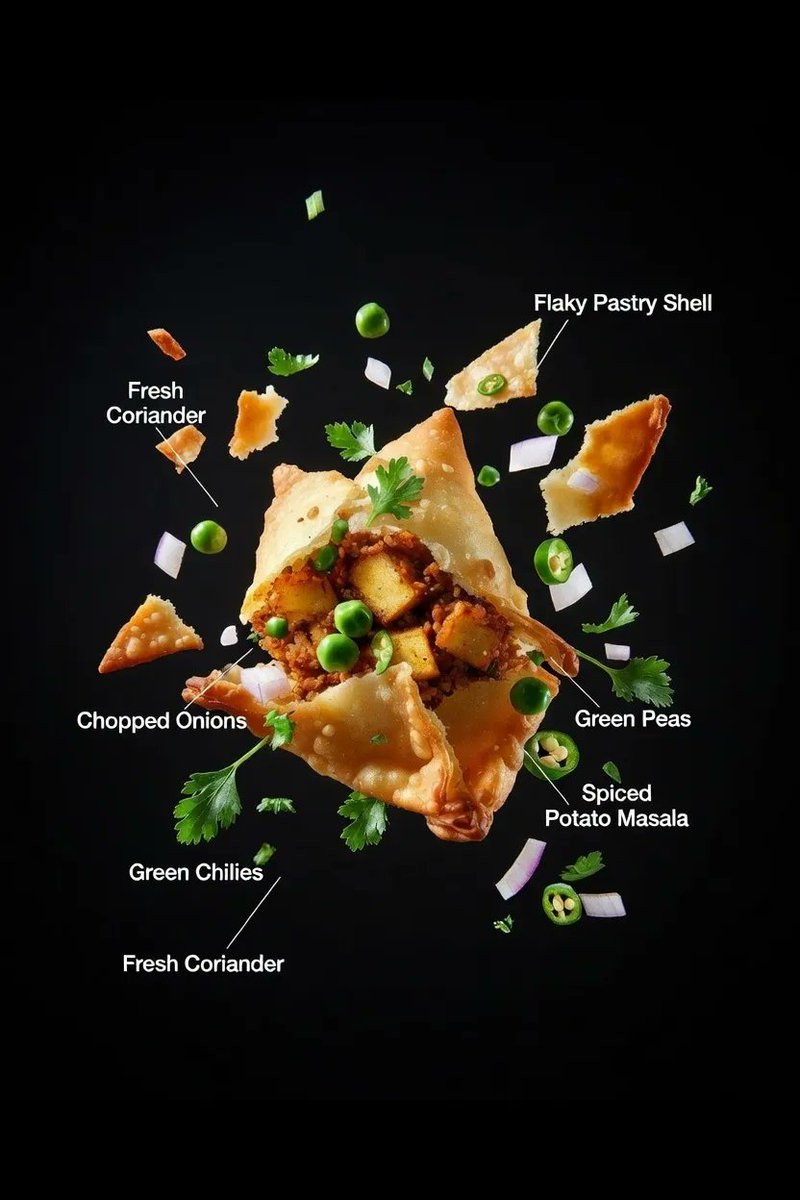 Ultra-realistic Food Advertisement Shot of an Indian Samosa