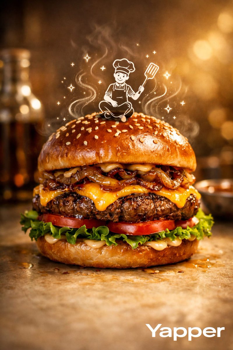 Luxury Food Advertisement Photography with Illustrated Chef — example 1