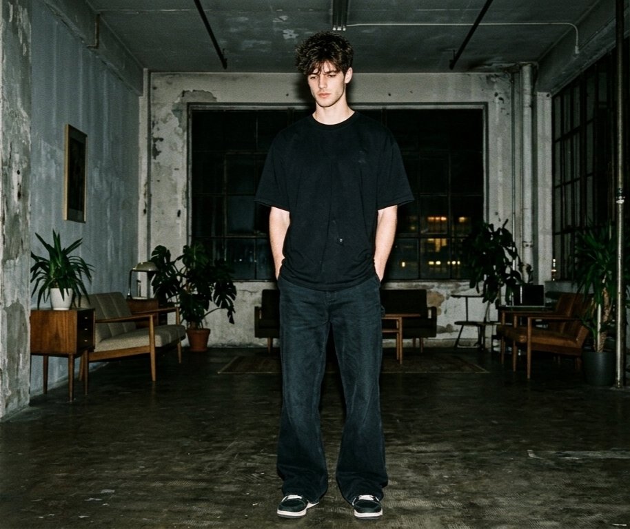 Hyper-realistic Nighttime Fashion Photograph with On-Camera Flash — example 1