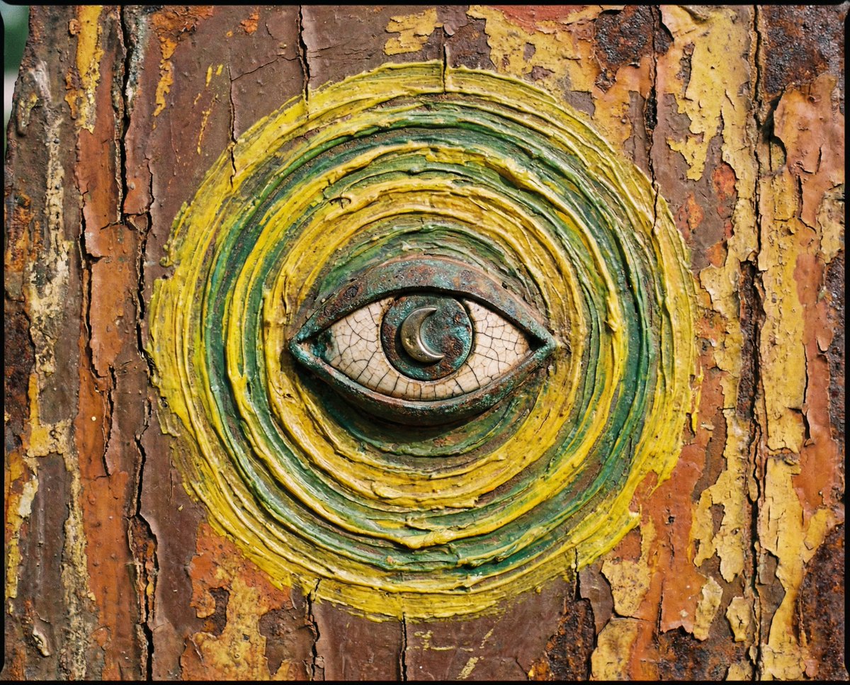 Abstract Eye with Crescent Moon and Distressed Texture — example 1