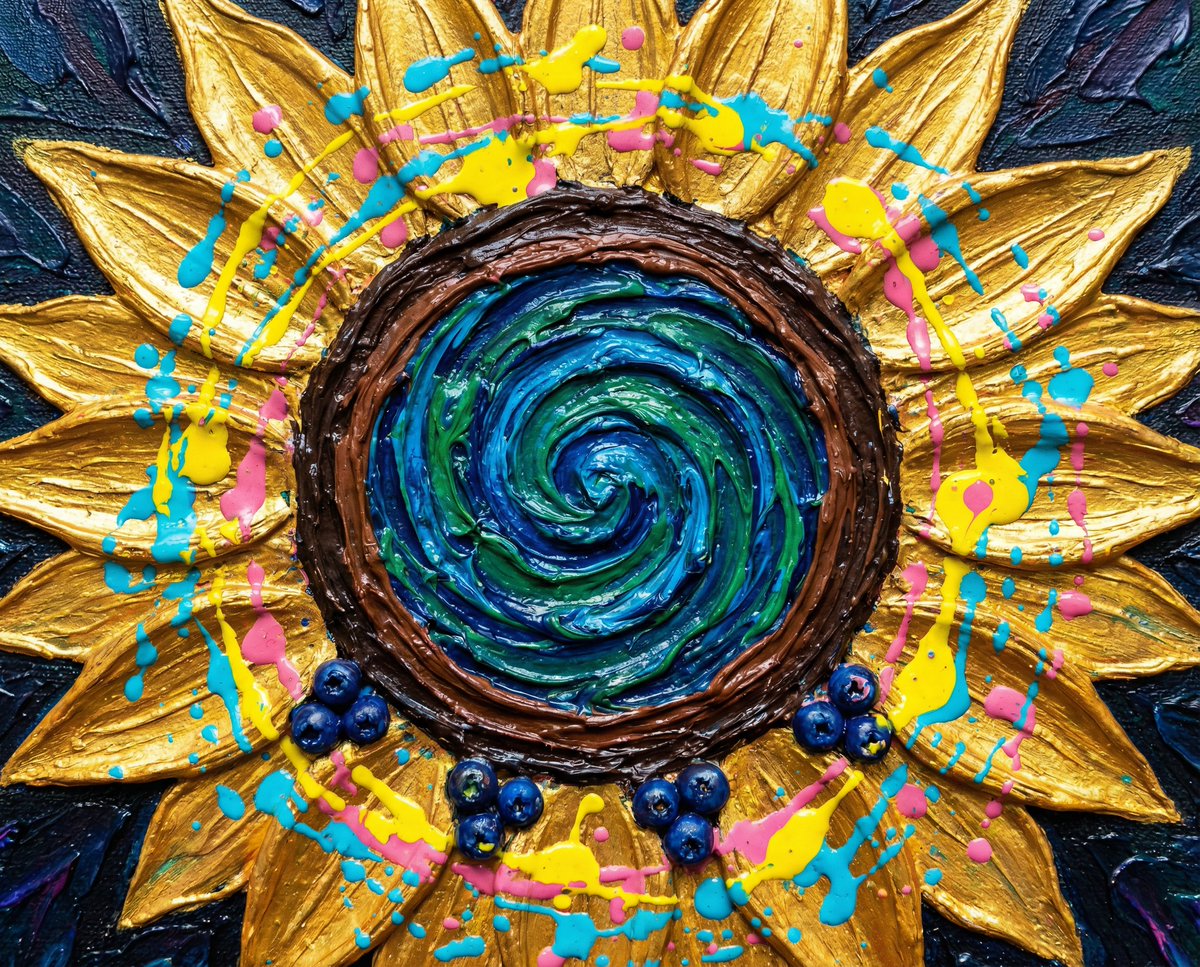 Psychedelic Impasto Sunflower Abstract — example 1