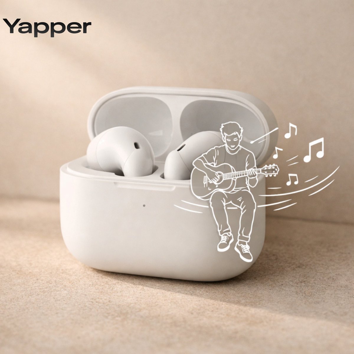 Minimalist Earbuds Product Photography with Line Art