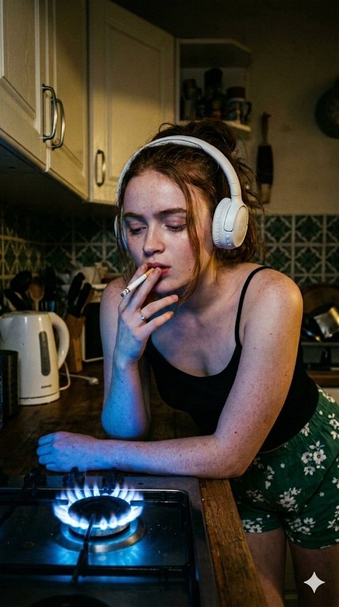 Moody Cinematic Portraits in a Kitchen with Neon Gas Stove Glow (4.4) — example 1