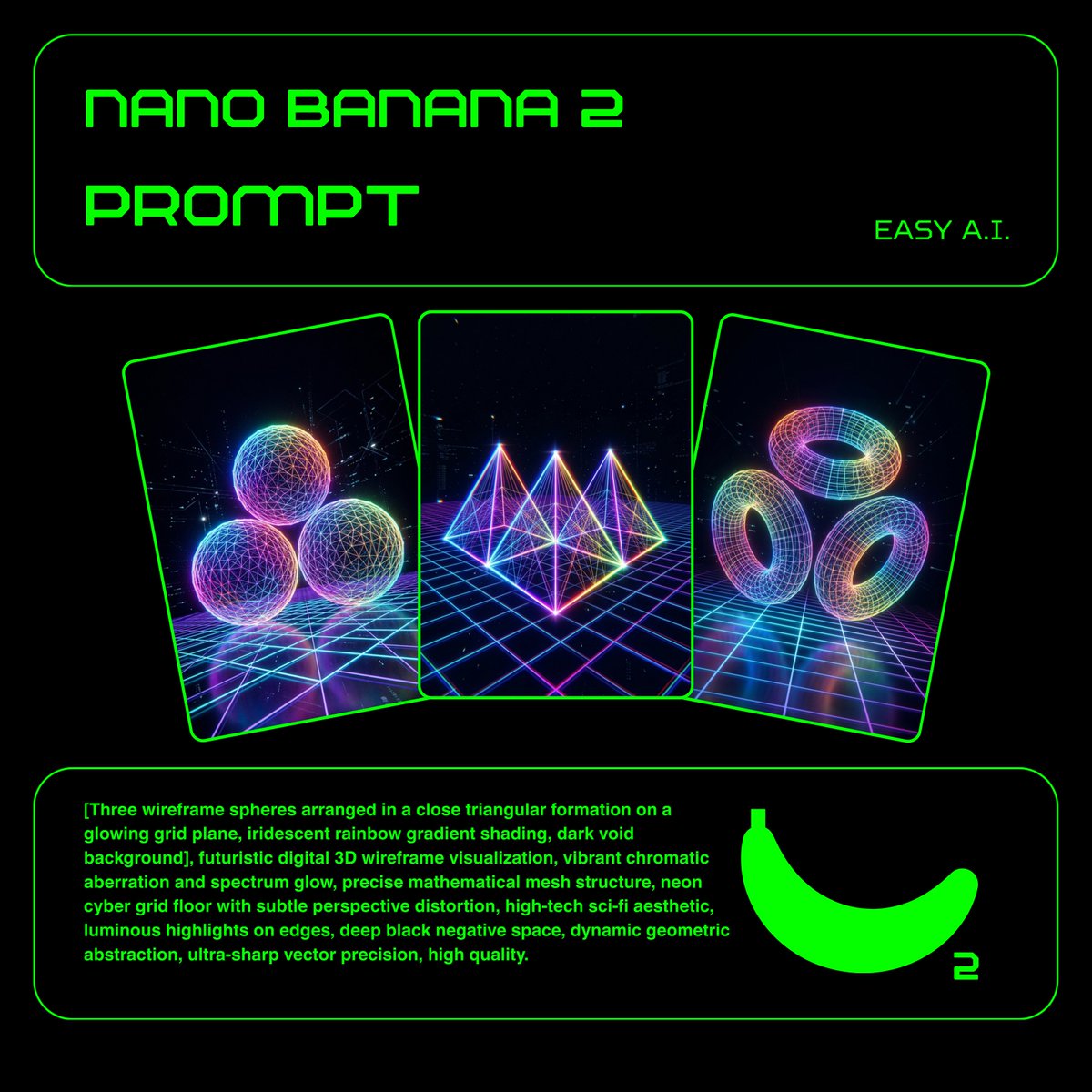 Neon Wireframe 3D Prompt Template — example 1