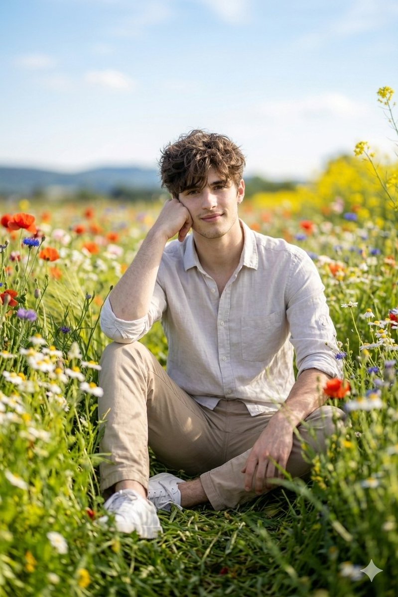 Spring Flower Field Portrait Prompt for Google Gemini Nano Banana Pro — example 2