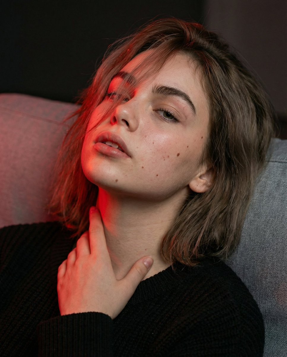 Cinematic Portrait with Identity Lock and Red Lighting — example 1