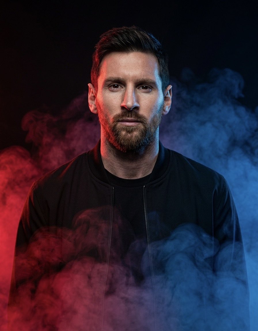 Cinematic Portraits of Famous Footballers and a Woman with Split Lighting — example 2
