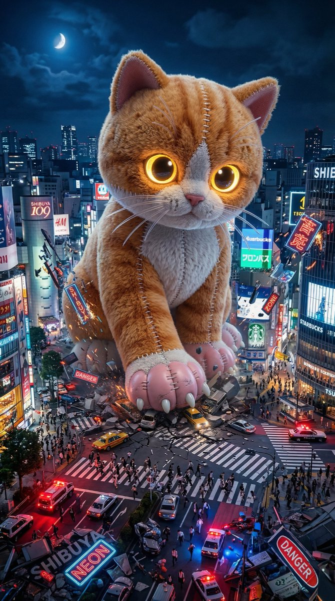 Plush Kaiju Cat Smashing Tokyo — example 1
