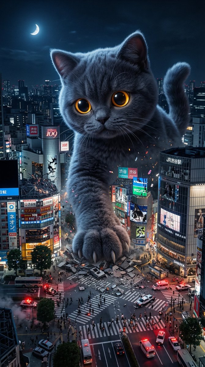 Plush Kaiju Cat Smashing Tokyo — example 2