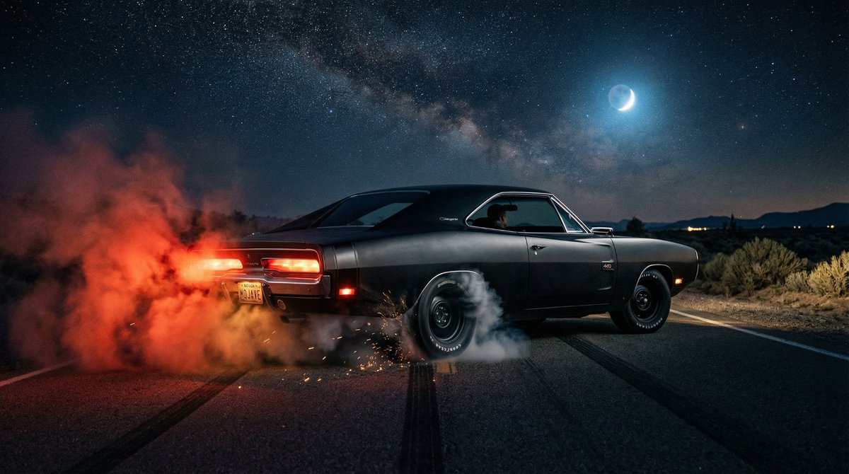 1970 Dodge Charger Burnout Prompt for Nano Banana 2 — example 2