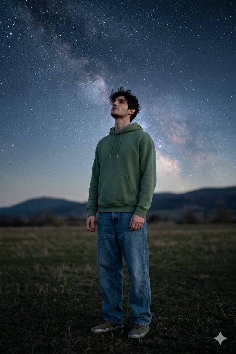 Man Under Starry Sky Cinematic Prompt — example 1