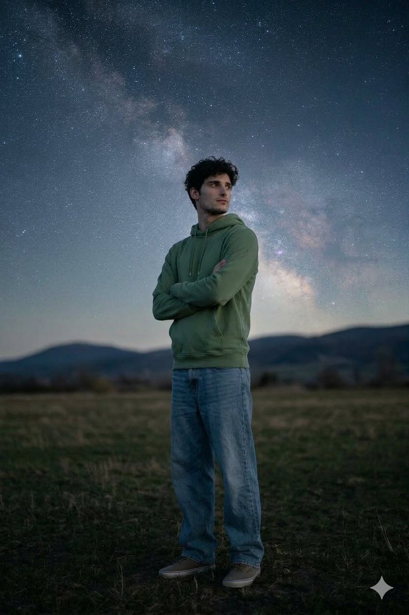 Man Under Starry Sky Cinematic Prompt — example 2