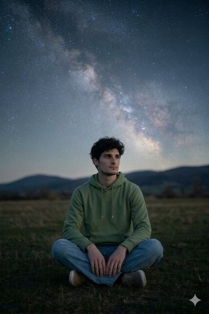 Man Under Starry Sky Cinematic Prompt — example 3