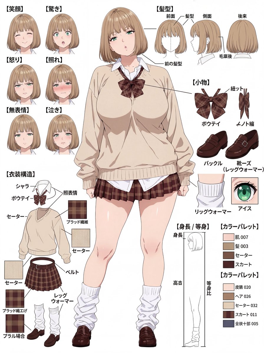 Anime Character Reference Sheet Prompt (Nano Banana 2) — example 2