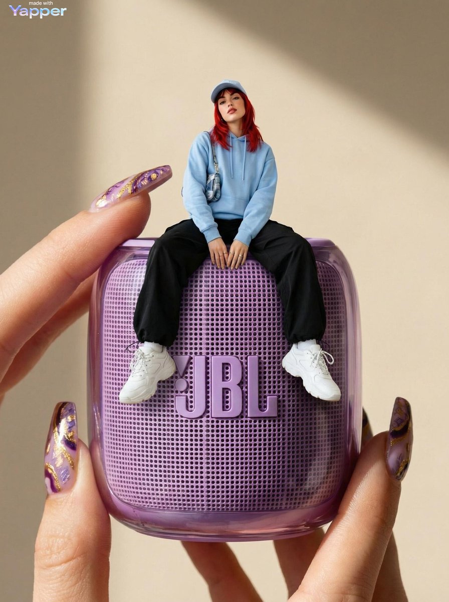 Forced Perspective Miniature Woman on Speaker — example 1