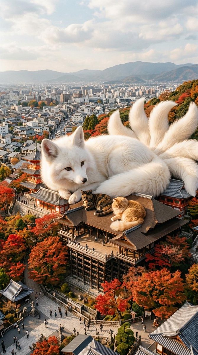 Giant Cat Occupying Tokyo Tower — example 2