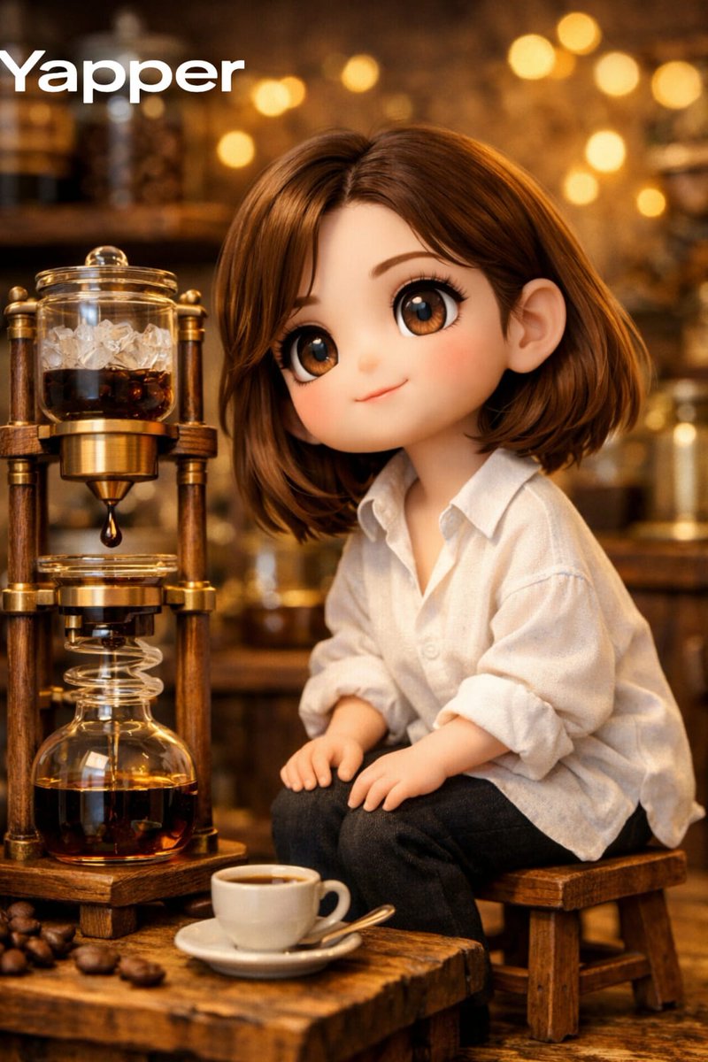 Miniature Coffee Shop Diorama with Chibi Girl — example 1