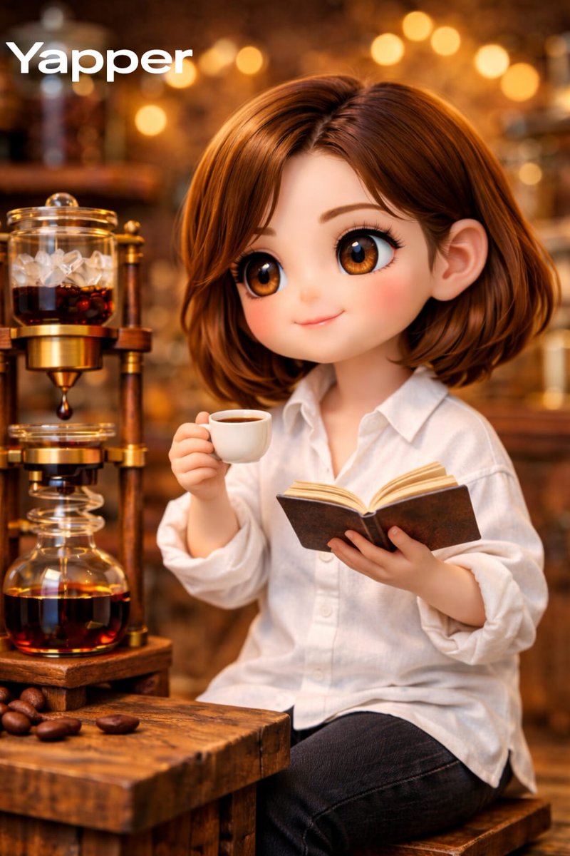 Miniature Coffee Shop Diorama with Chibi Girl — example 3