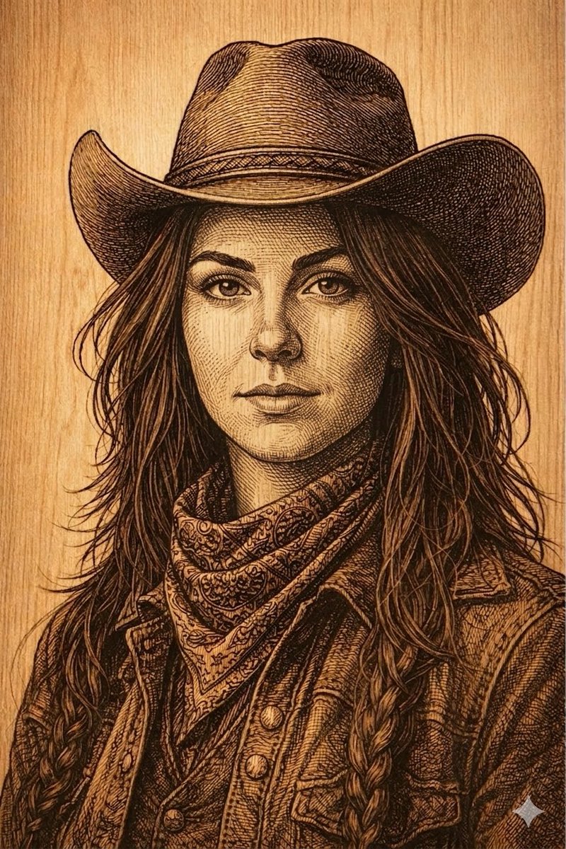 Western Outlaw Woodburning Pyrography Prompt
