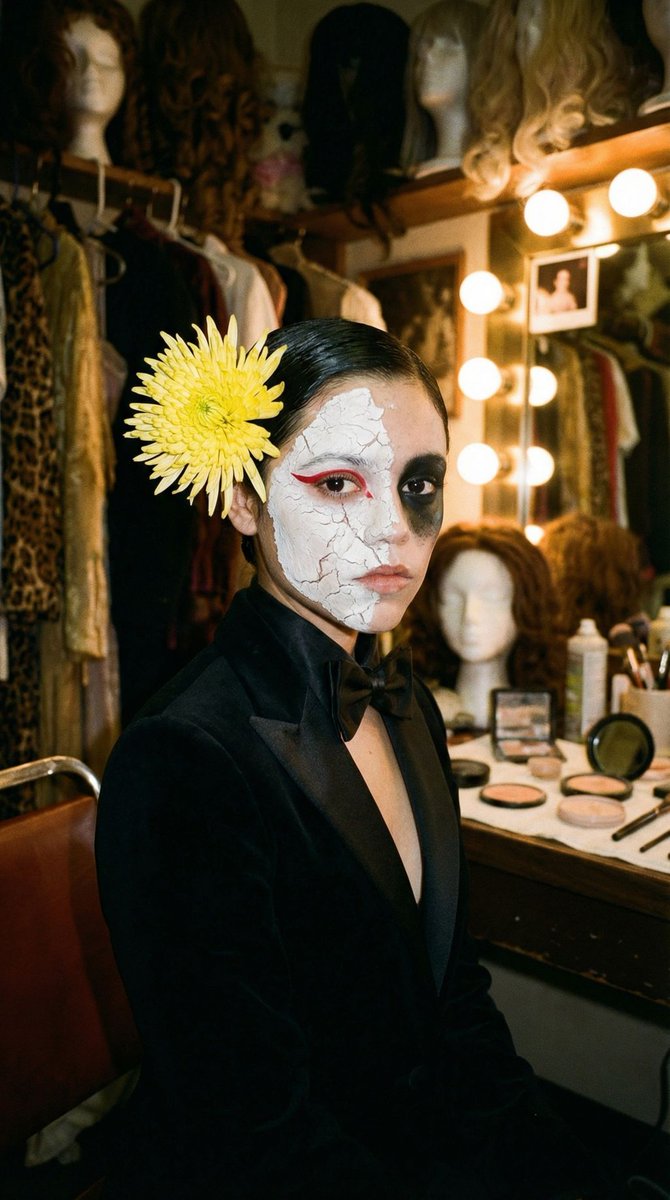 Surrealist Backstage Chaos: Jenna Ortega Editorial Portrait — example 2