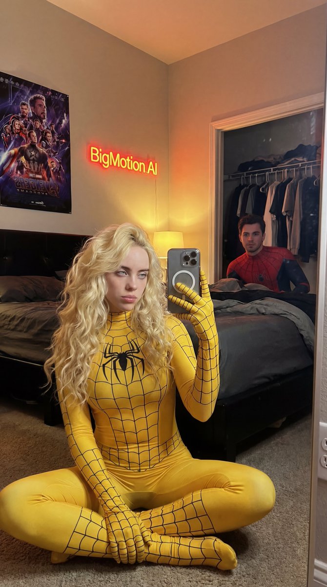 Anya Taylor-Joy Spider-Man Cosplay Mirror Selfie