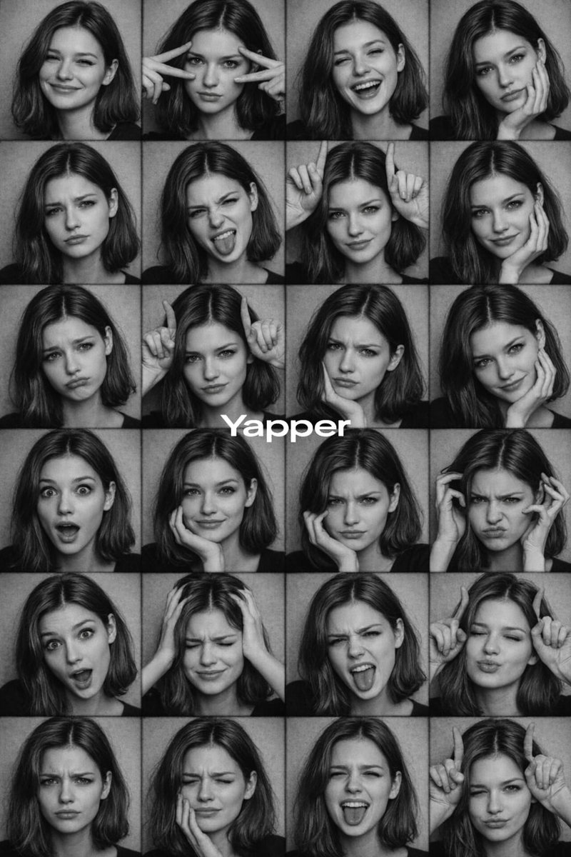 Black and White Photobooth Expression Grid Prompt — example 2
