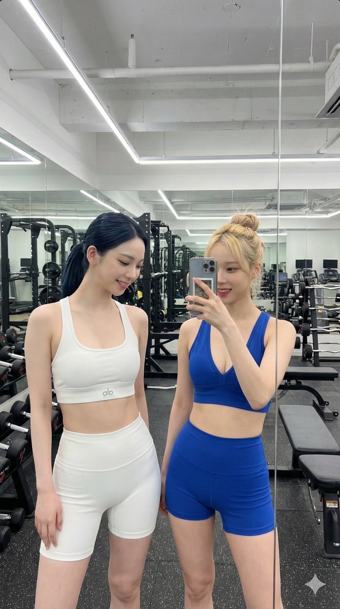 K-Pop Idols Gym Mirror Selfie