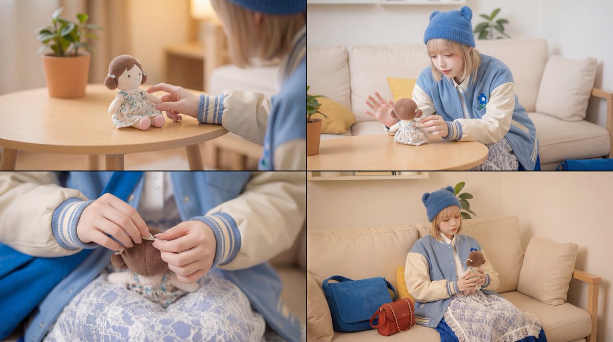Cinematic Video Prompt for Girl Playing with Doll — example 1