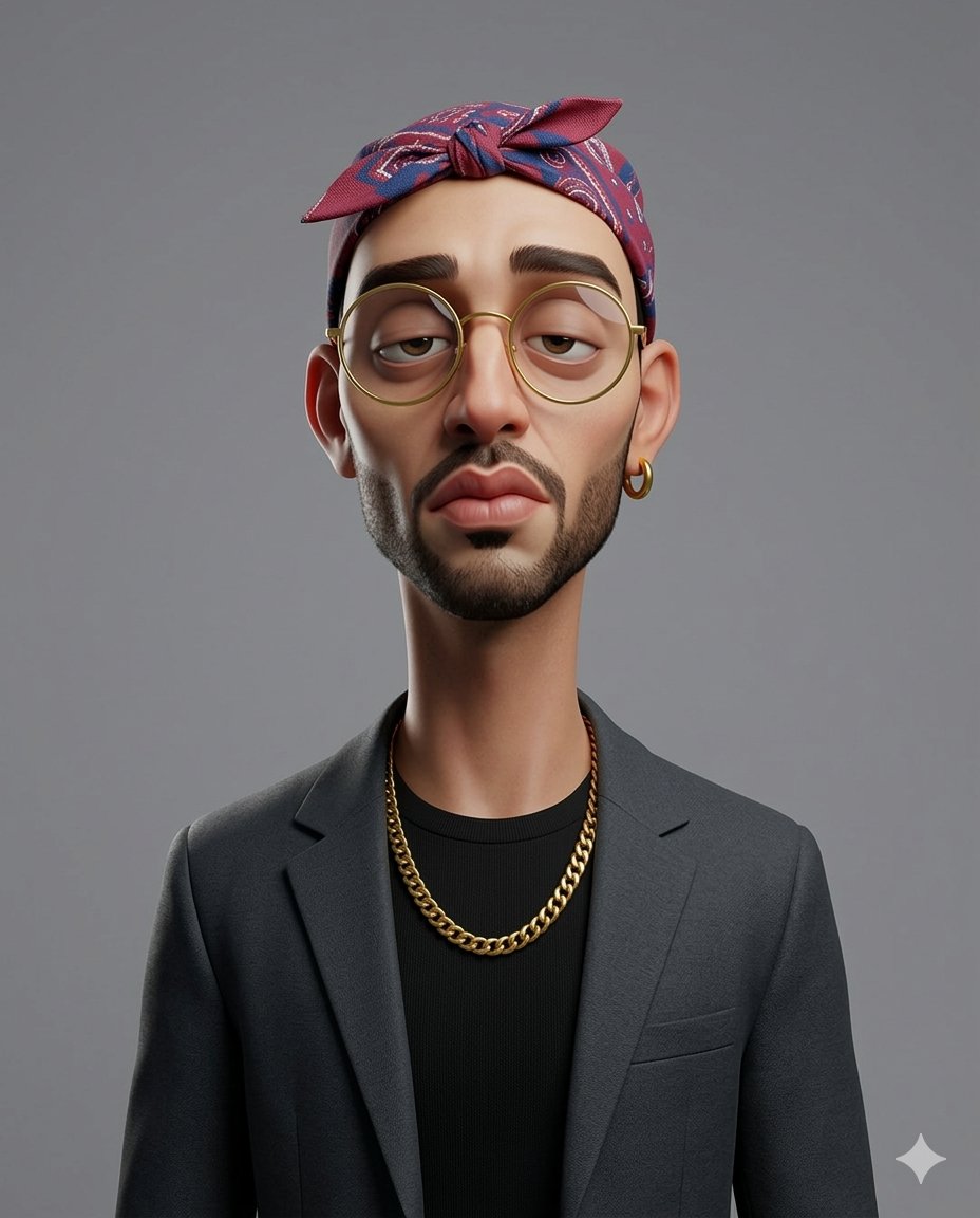 Exaggerated 3D Caricature Character Portrait — example 1