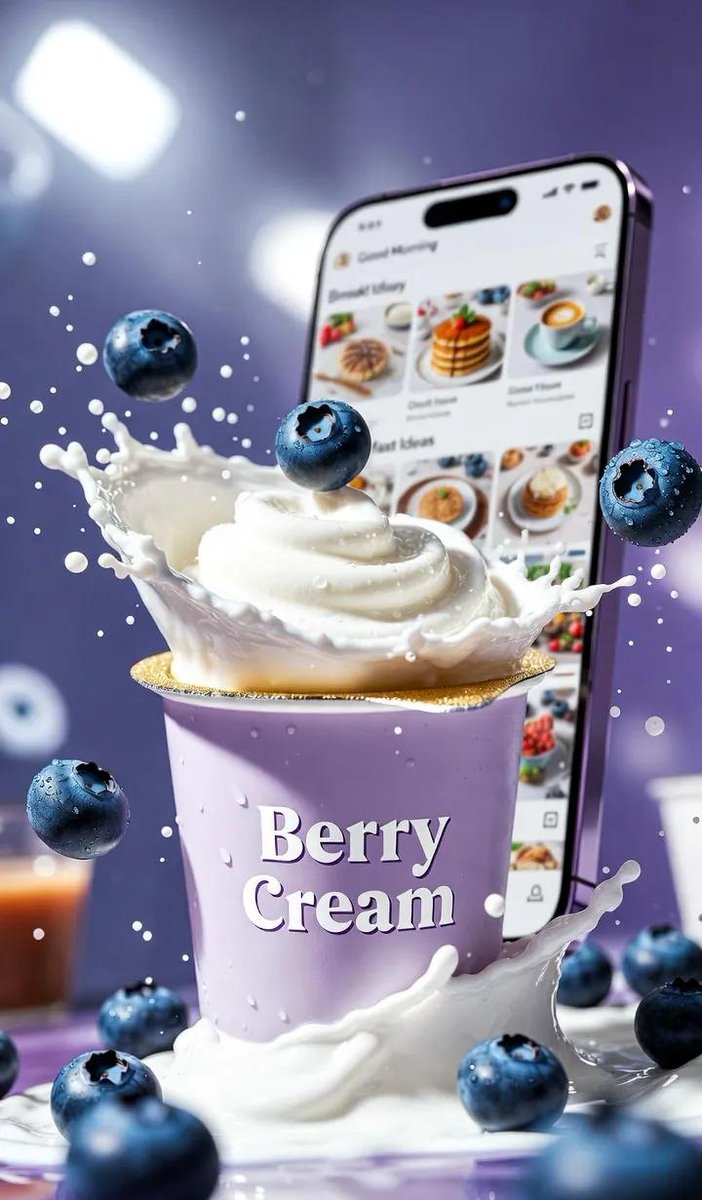 Ultra-Realistic Blueberry Yogurt Splash Commercial — example 1
